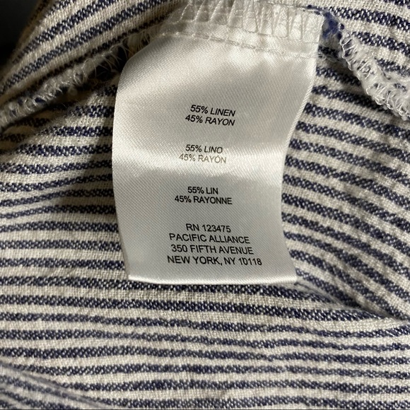 Ellen Tracy Linen Wide Leg Cropped Striped Pants - Picture 9 of 9